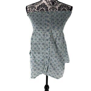 Vintage Fire Los Angeles 90s Tiny Floral Sleeveless Dress Top Pocket Blue Size M